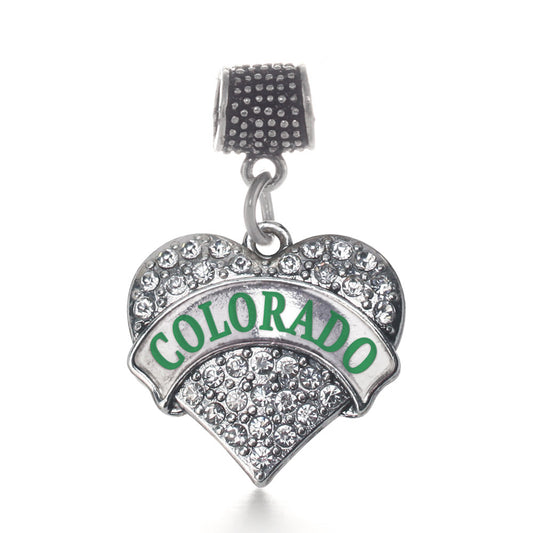 Silver Colorado Pave Heart Memory Charm