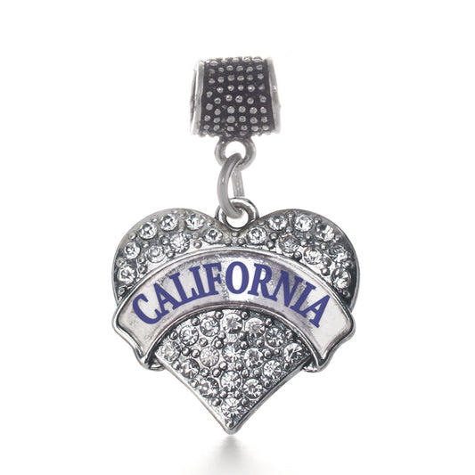 Silver California Pave Heart Memory Charm