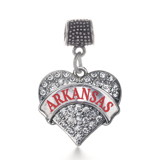 Silver Arkansas Pave Heart Memory Charm