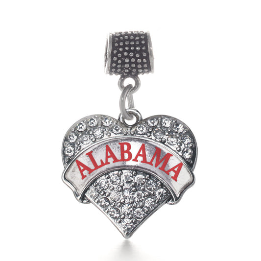 Silver Alabama Pave Heart Memory Charm