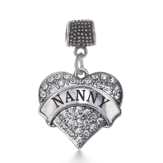 Silver Nanny Pave Heart Memory Charm