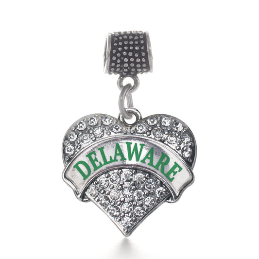 Silver Delaware Pave Heart Memory Charm