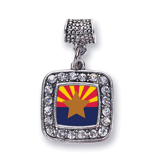 Silver Arizona Flag Square Memory Charm
