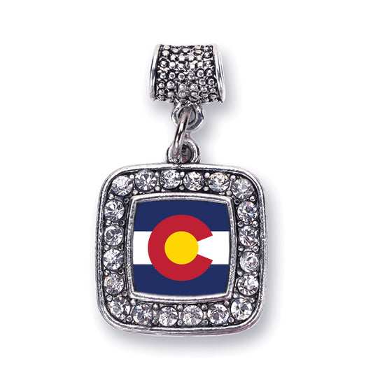 Silver Colorado Flag Square Memory Charm