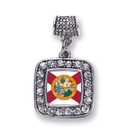 Silver Florida Flag Square Memory Charm
