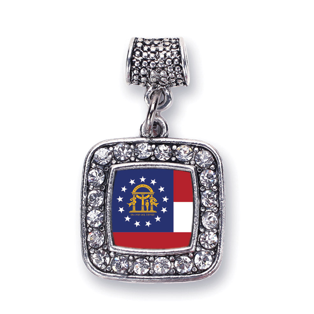 Silver Georgia Flag Square Memory Charm