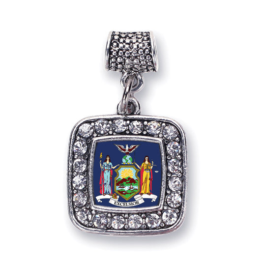 Silver New York Flag Square Memory Charm