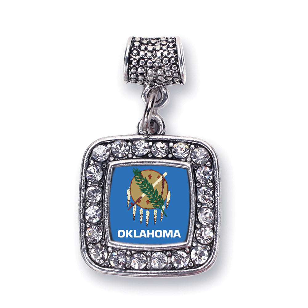 Silver Oklahoma Flag Square Memory Charm