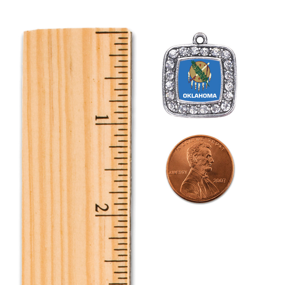 Silver Oklahoma Flag Square Memory Charm