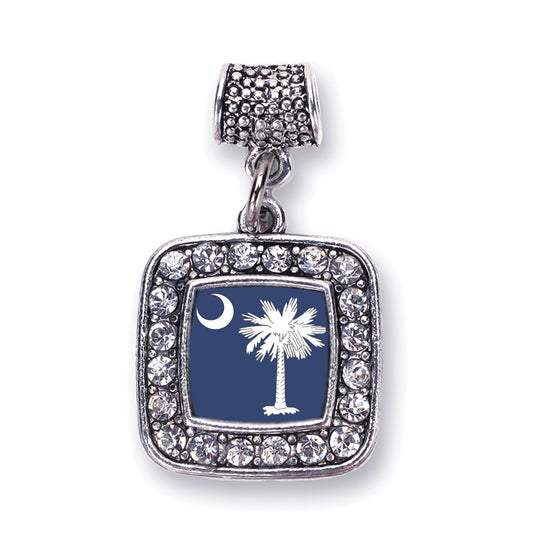 Silver South Carolina Flag Square Memory Charm
