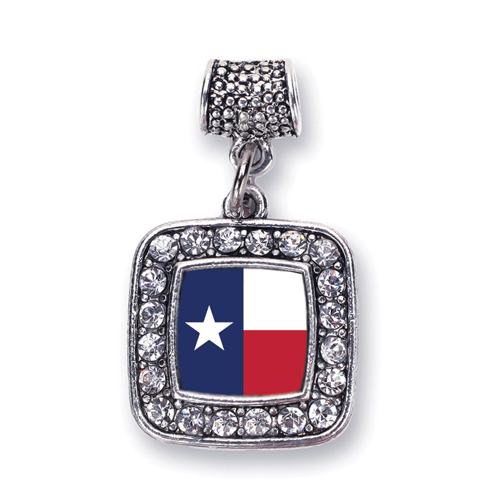 Silver Texas Flag Square Memory Charm