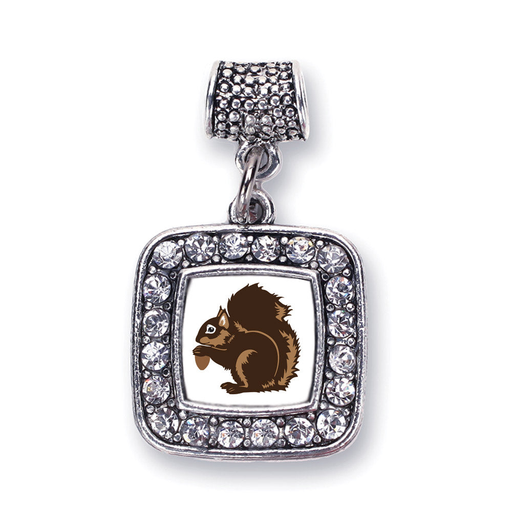 Silver Squirrel Square Memory Charm