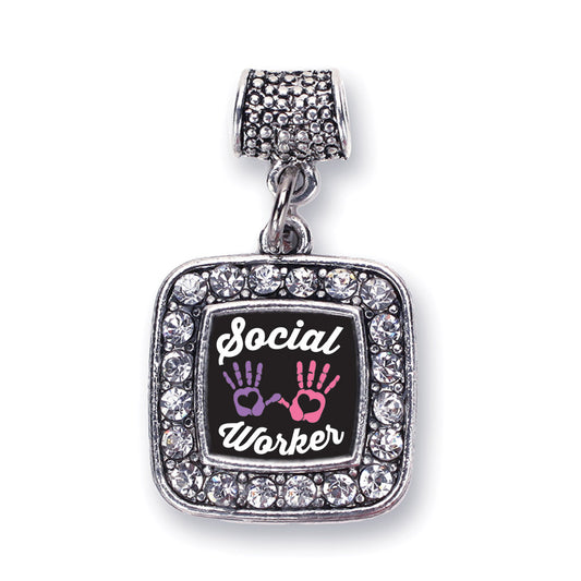 Silver Social Worker Square Memory Charm
