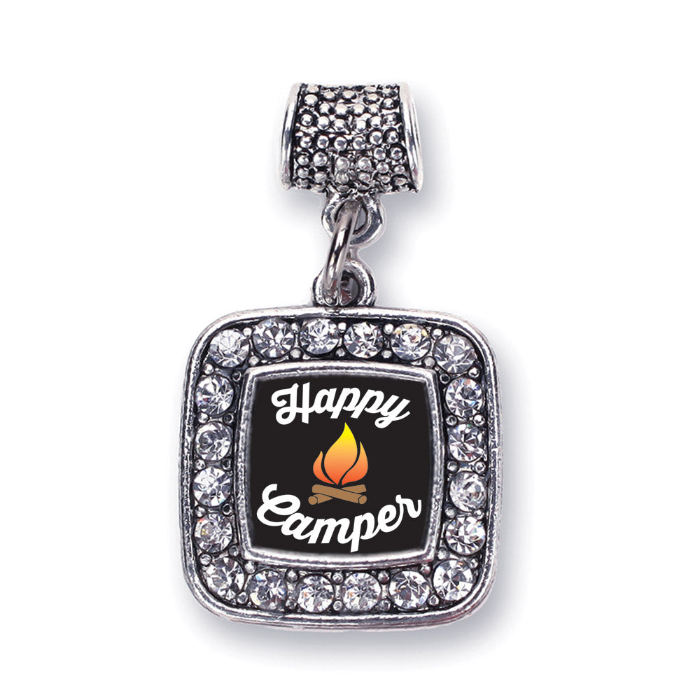 Silver Happy Camper Square Memory Charm