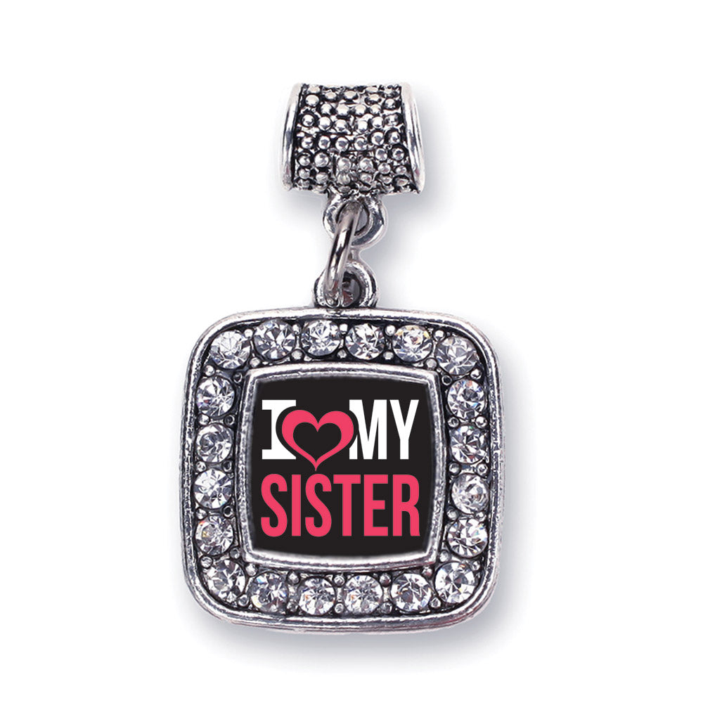 Silver I Love My Sister Square Memory Charm