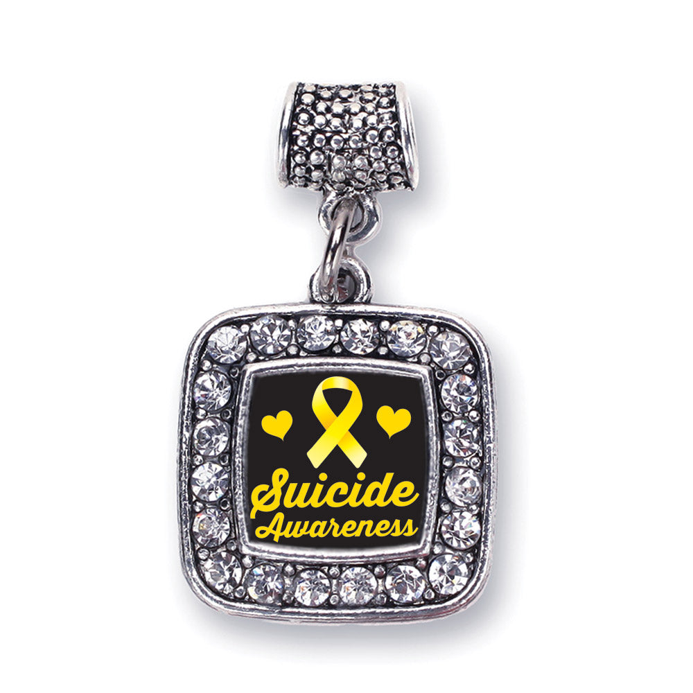 Silver Suicide Awareness Square Memory Charm