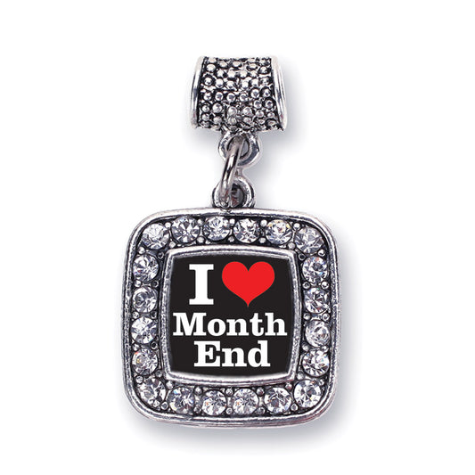 Silver I Love Months End Accountant Square Memory Charm