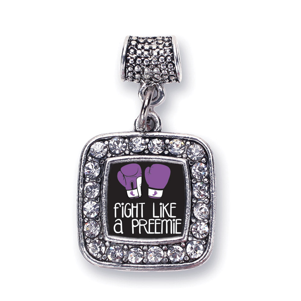 Silver Fight Like A Preemie Square Memory Charm