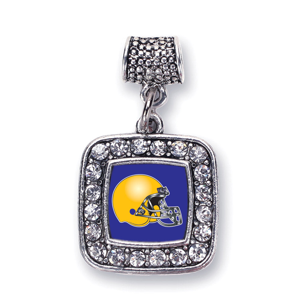 Silver Blue and Yellow Team Helmet Square Memory Charm