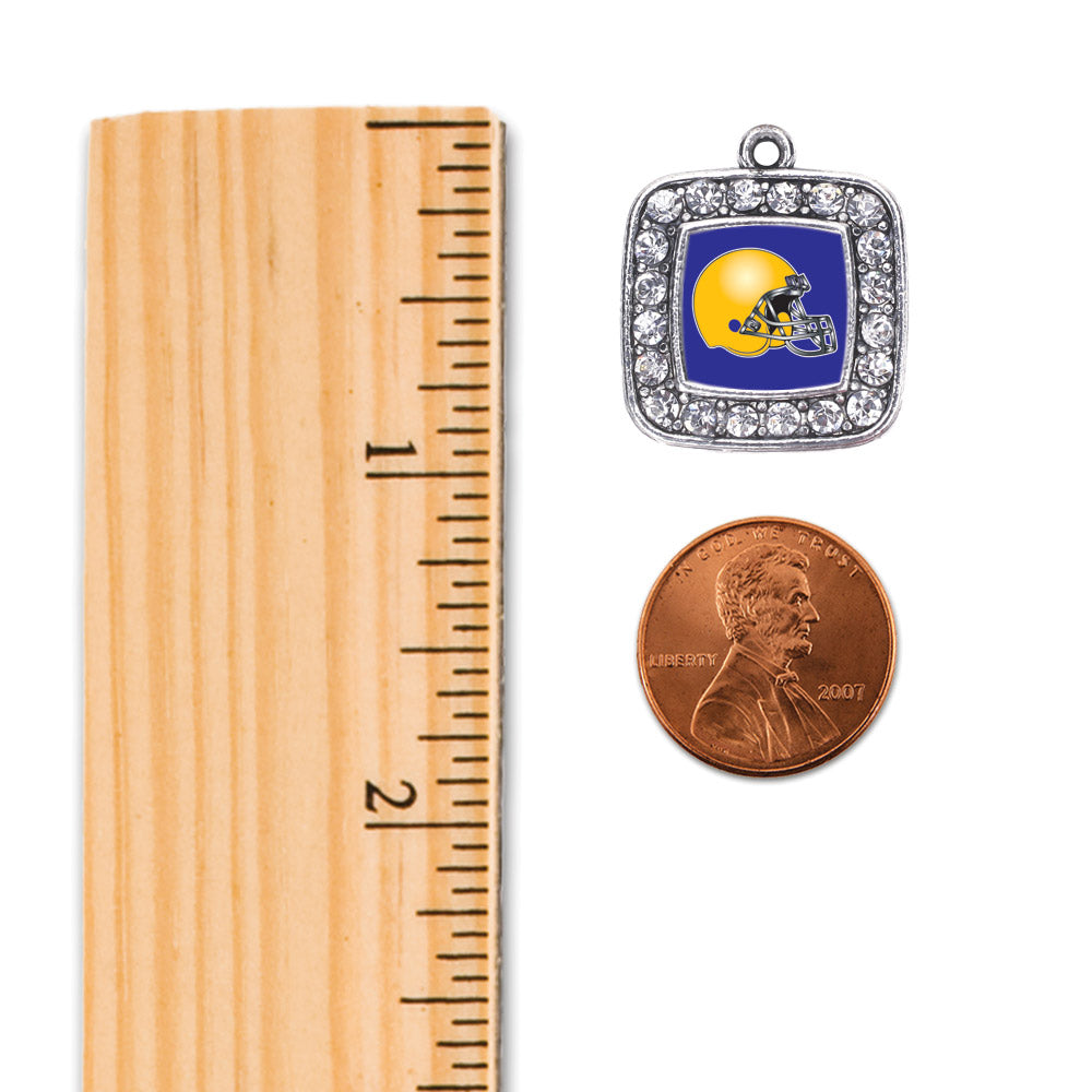 Silver Blue and Yellow Team Helmet Square Memory Charm
