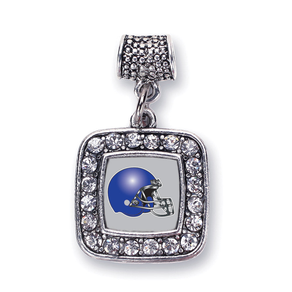 Silver Grey and Blue Team Helmet Square Memory Charm