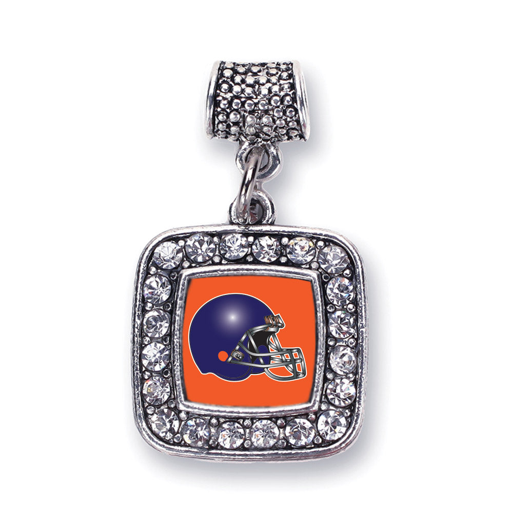 Silver Orange and Blue Team Helmet Square Memory Charm