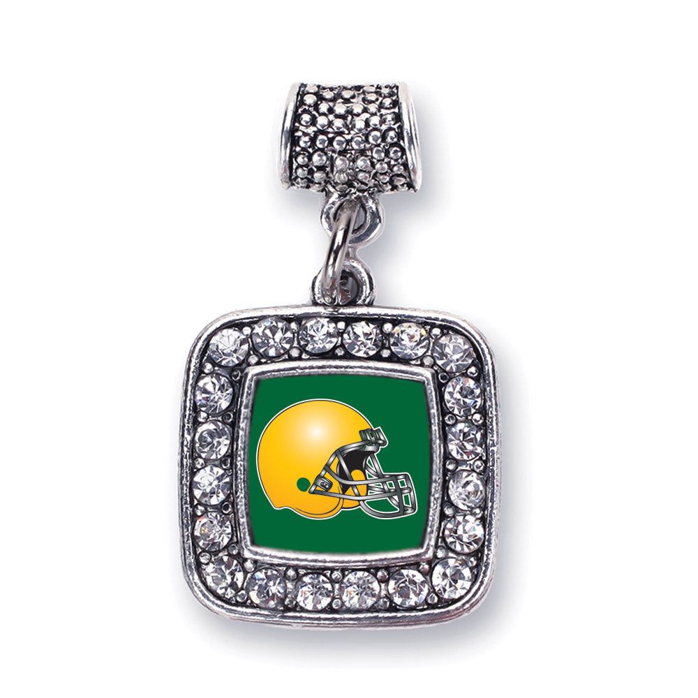 Silver Green and Yellow Team Helmet Square Memory Charm