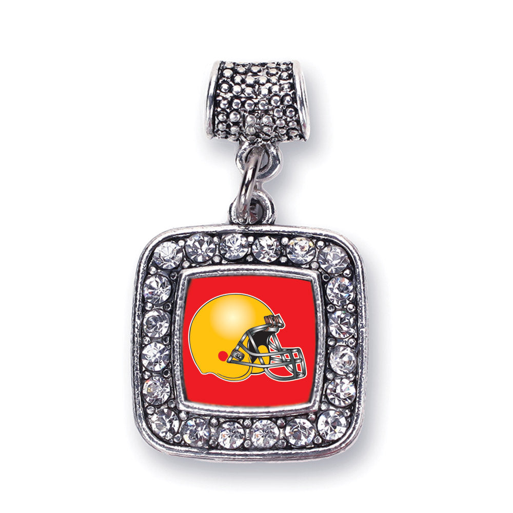 Silver Red and Yellow Team Helmet Square Memory Charm