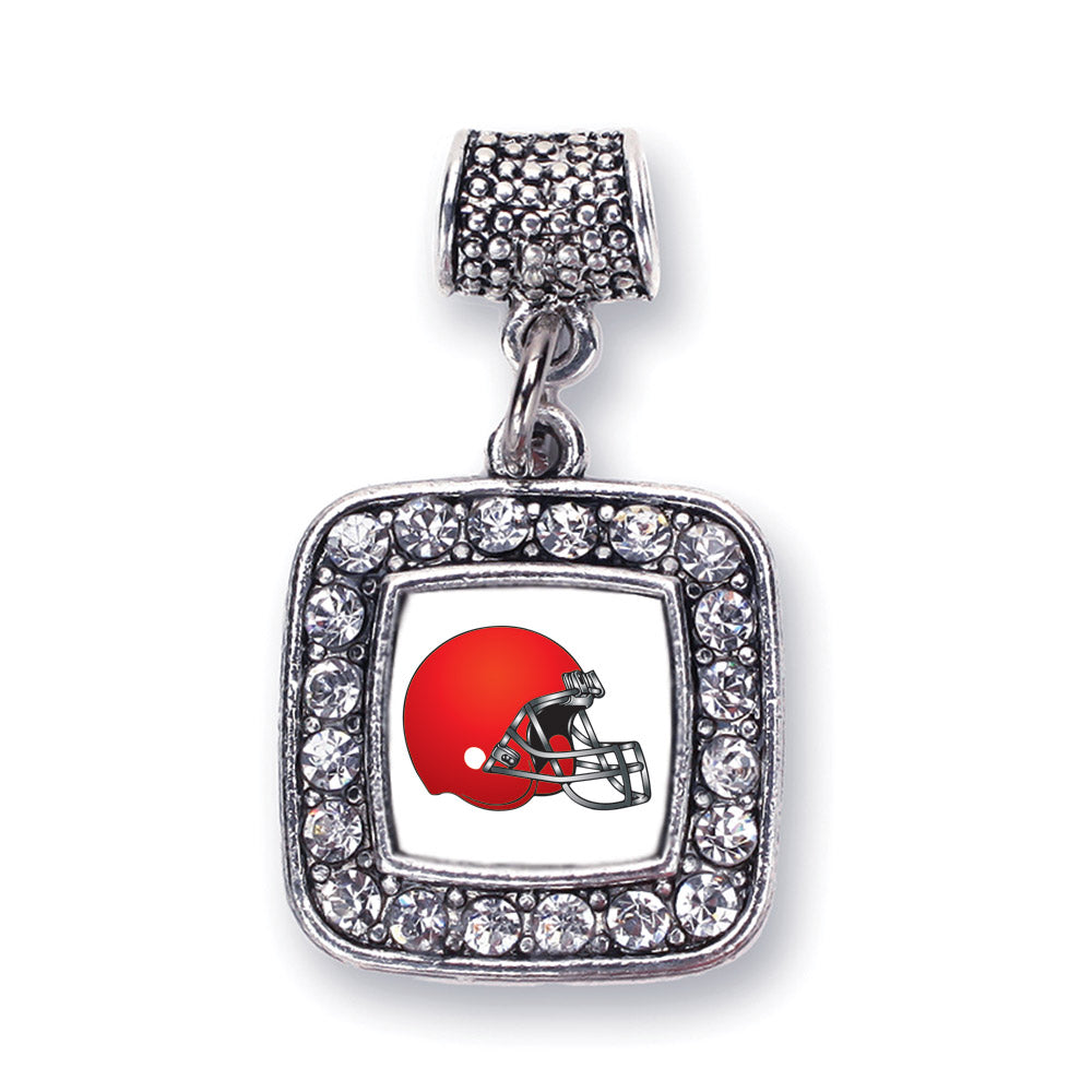 Silver Red and White Team Helmet Square Memory Charm