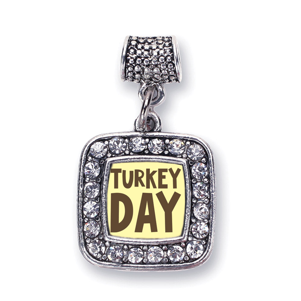 Silver Turkey Day Square Memory Charm