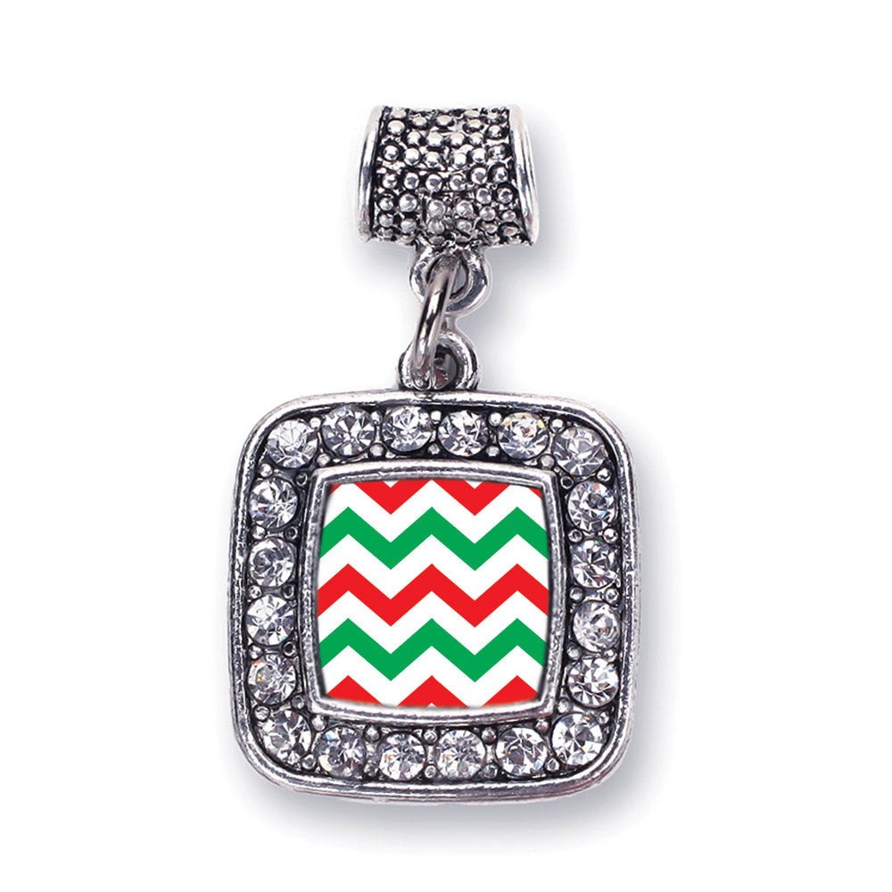 Silver Holiday Chevron Square Memory Charm