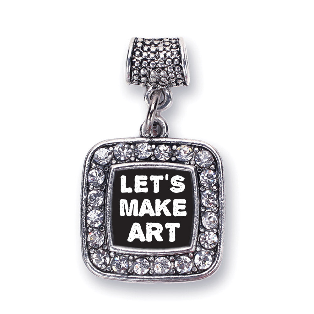 Silver Let's Make Art Square Memory Charm