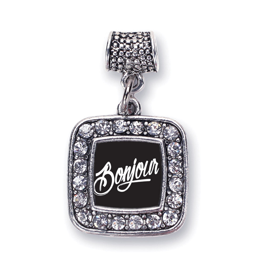 Silver Bonjour Square Memory Charm