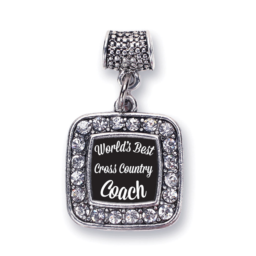 Silver World's Best Cross Country Coach Square Memory Charm