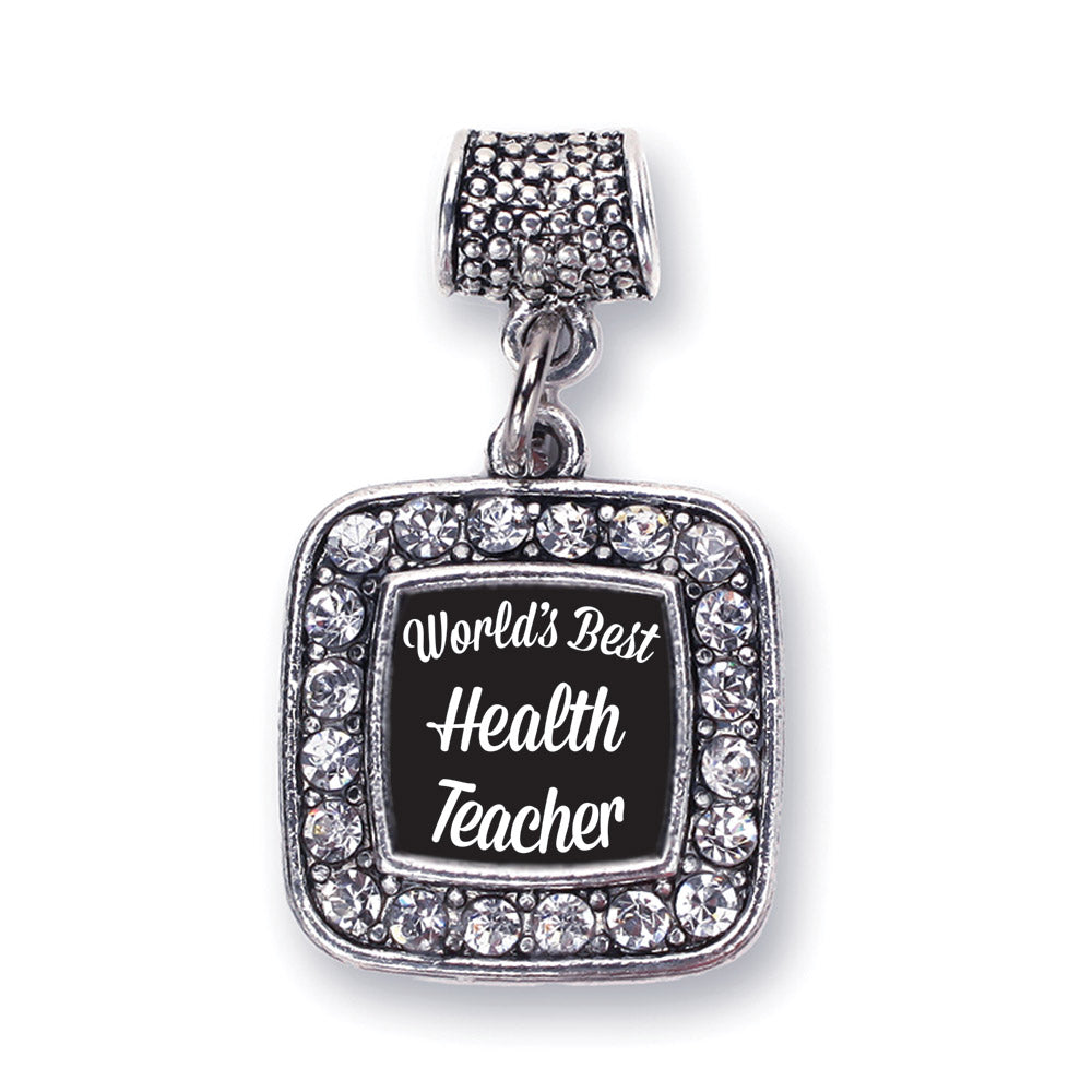 Silver World's Best Health Teacher Square Memory Charm