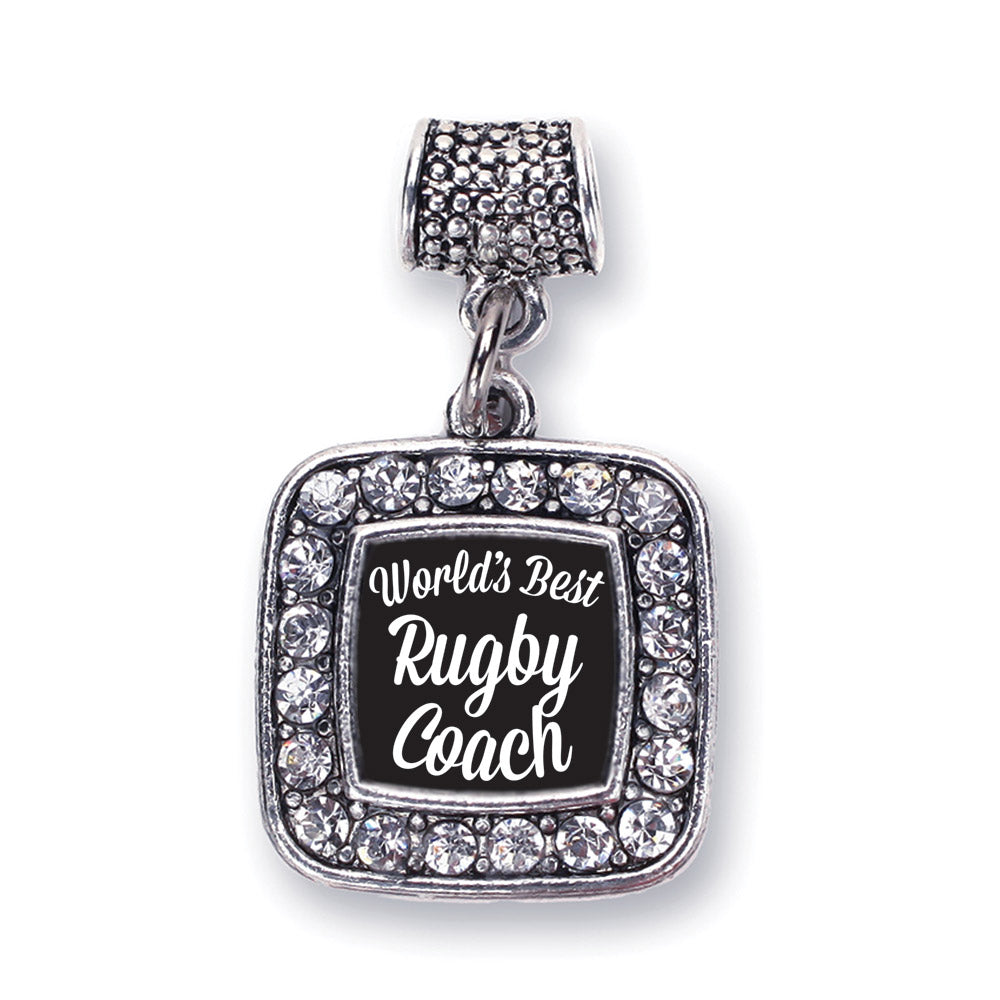 Silver World's Best Rugby Coach Square Memory Charm
