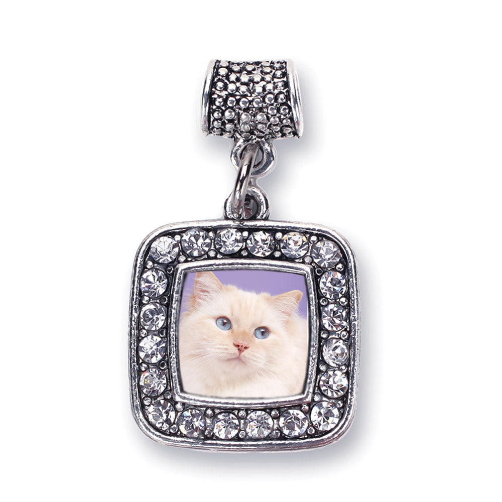 Silver Ragdoll Cat Square Memory Charm