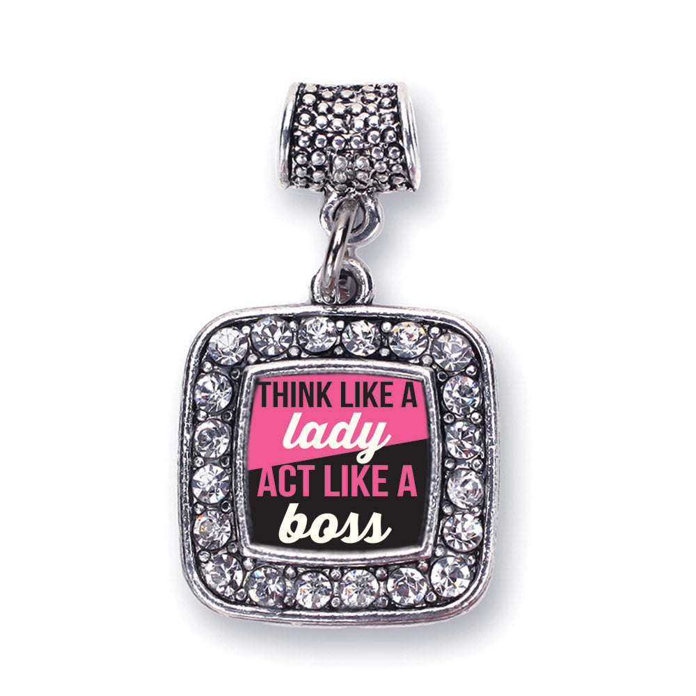 Silver Think Like a Lady Square Memory Charm