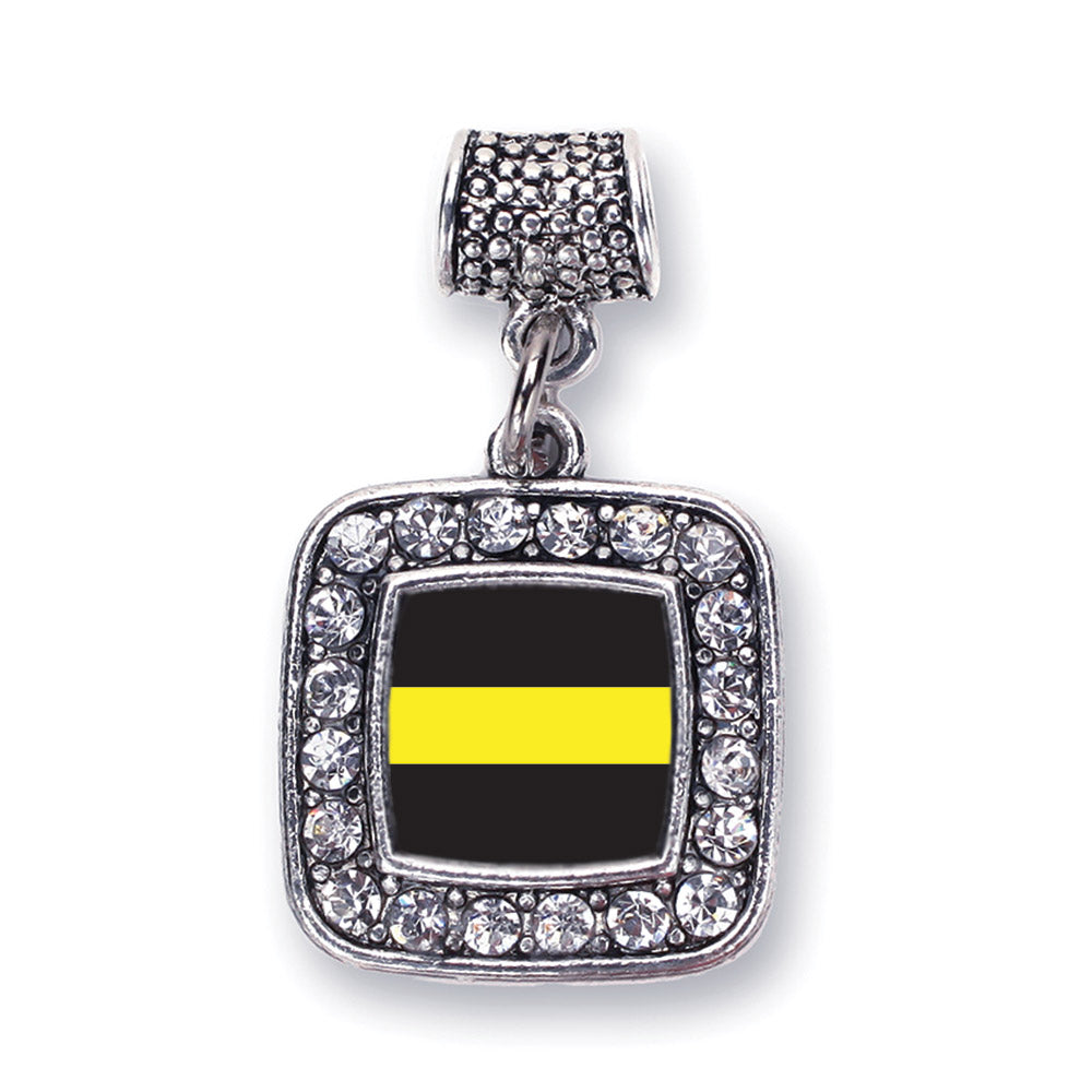 Silver Thin Gold Line Dispatcher Support Square Memory Charm