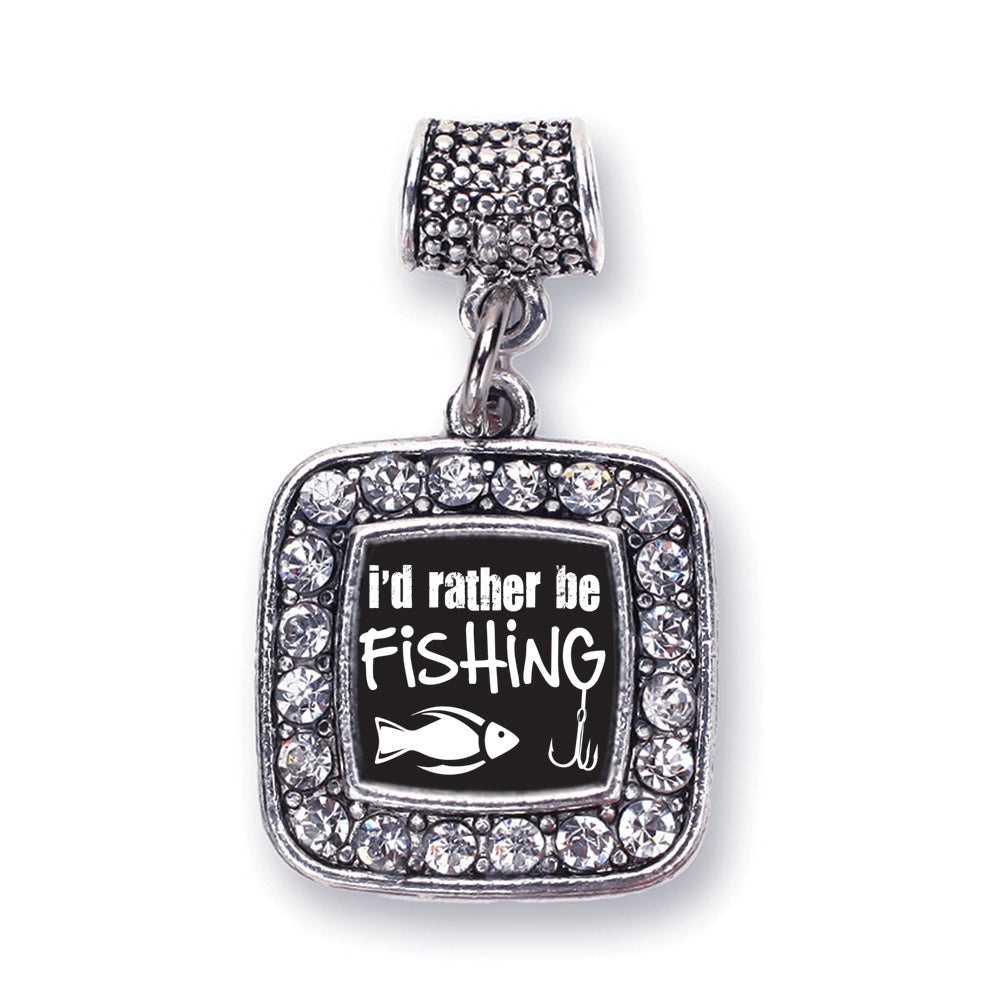 Silver I'd Rather Be Fishing Square Memory Charm
