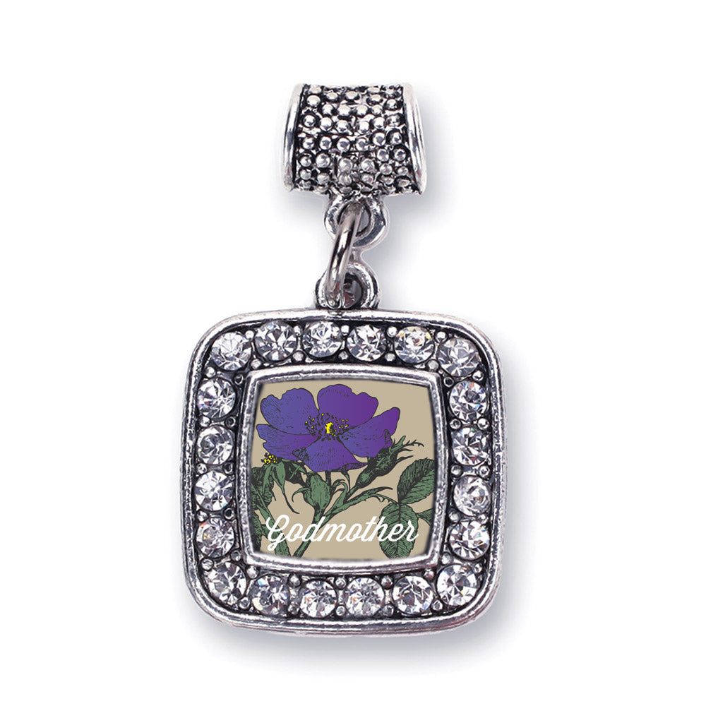 Silver God Mother Violet Square Memory Charm