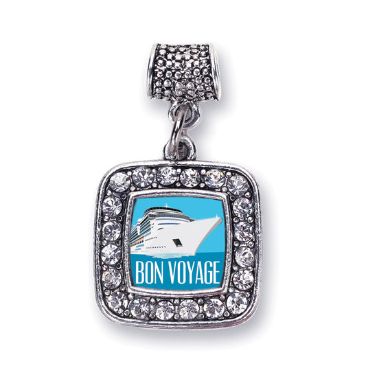 Silver Bon Voyage Cruise Square Memory Charm