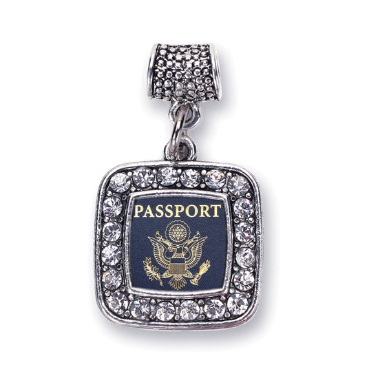 Silver Passport Square Memory Charm
