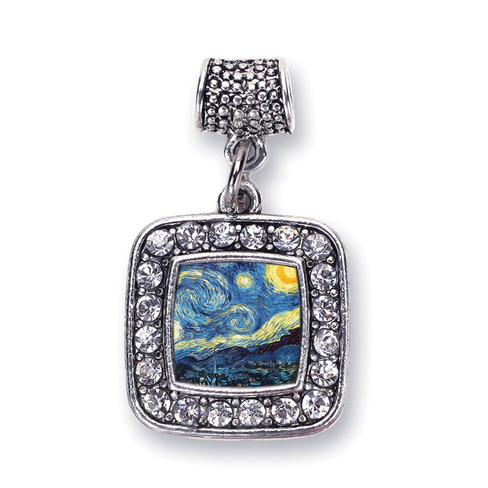 Silver Starry Night Square Memory Charm