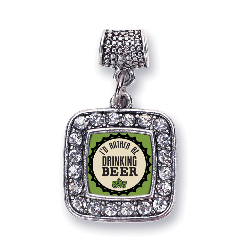 Silver I'd Rather Be Drinking Beer Square Memory Charm