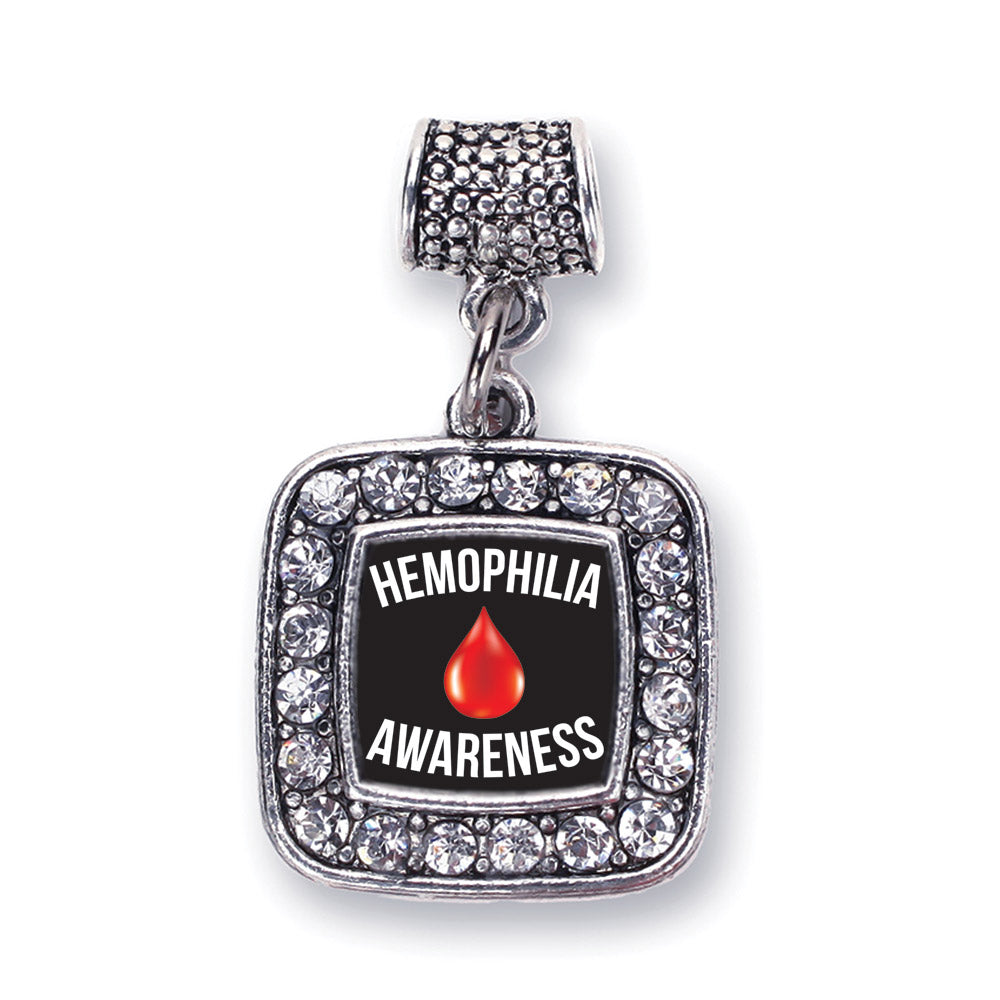 Silver Hemophilia Awareness Square Memory Charm