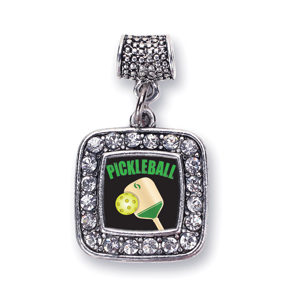 Silver Pickleball Square Memory Charm