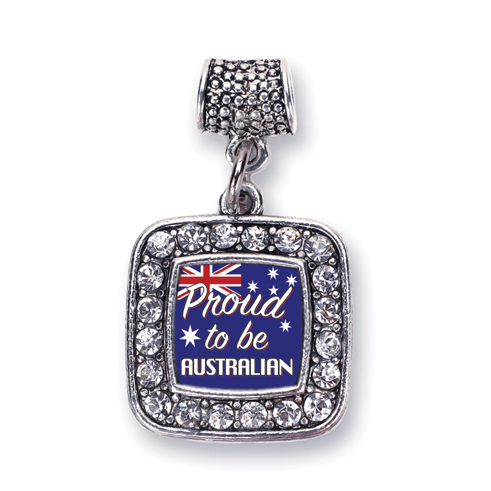 Silver Proud to be Australian Square Memory Charm