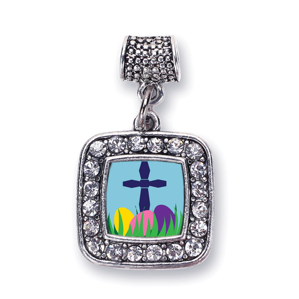 Silver Easter Cross & Eggs Square Memory Charm