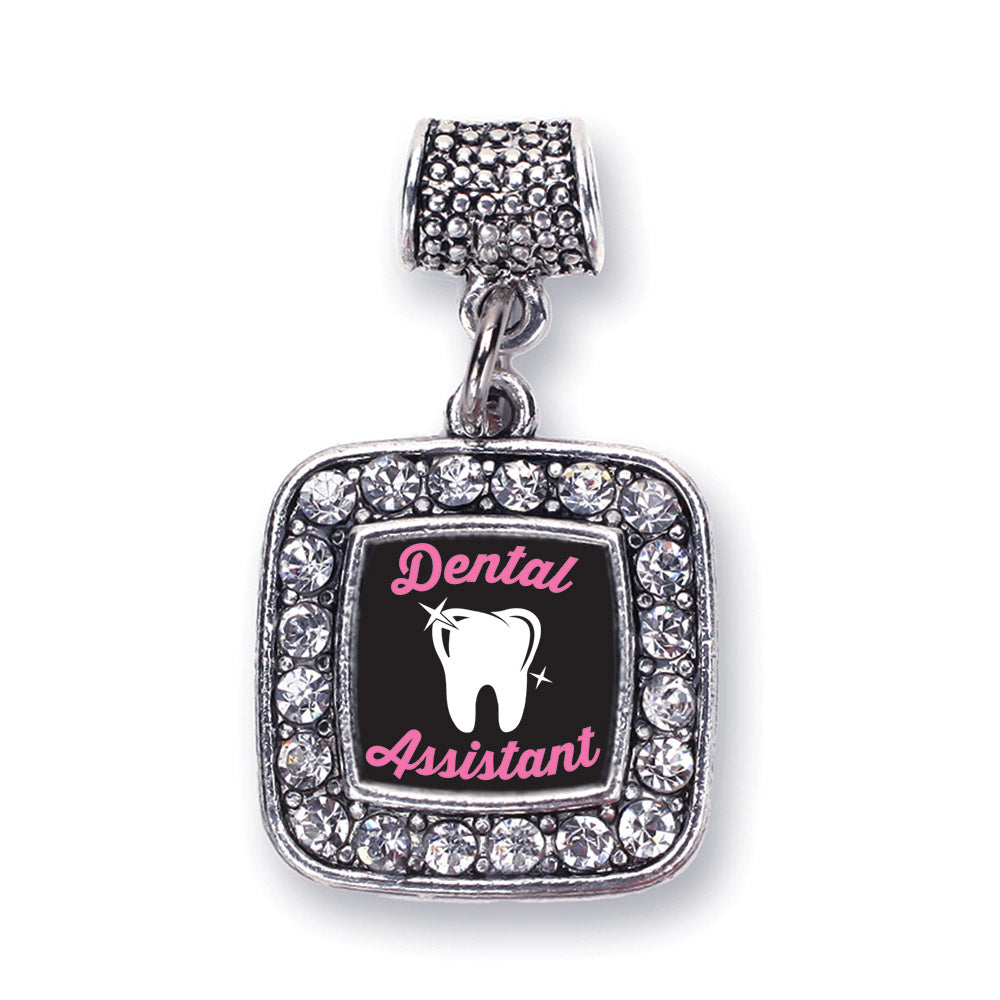 Silver Dental Assistant Square Memory Charm